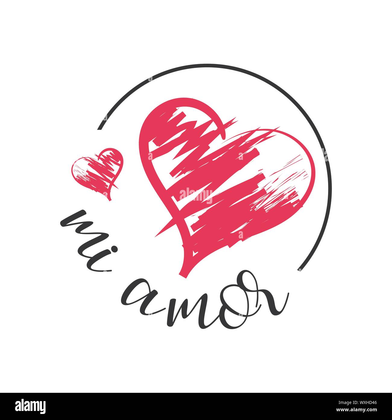 Mi Amor Vektor hand Schrift meine Liebe in Spanisch Vektor digitale Kalligraphie romantische Inschrift auf Herz Form Hintergrund Stock Vektor