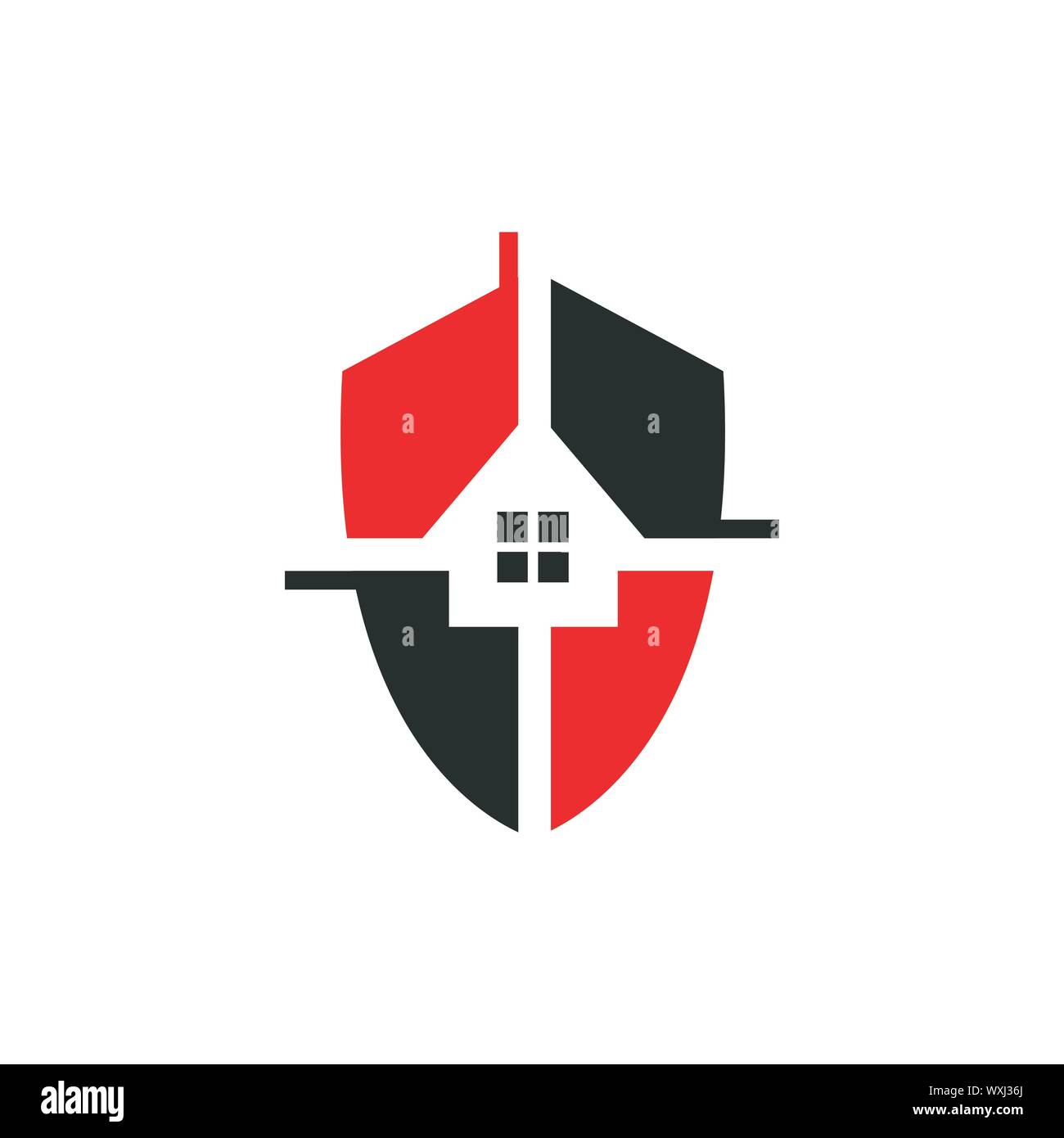 Home Sicherheit Logo Design vector Vorlage Zeichen Abzeichen Grafik Schild und Symbol house label Logo Illustration schützen Stock Vektor