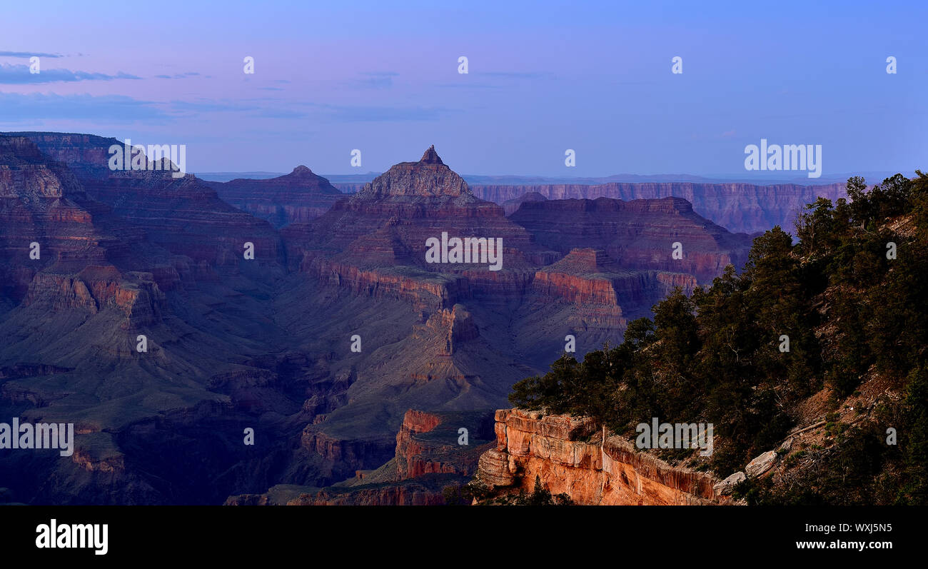South Rim des Grand Canyon in der Dämmerung, Arizona, United States Stockfoto