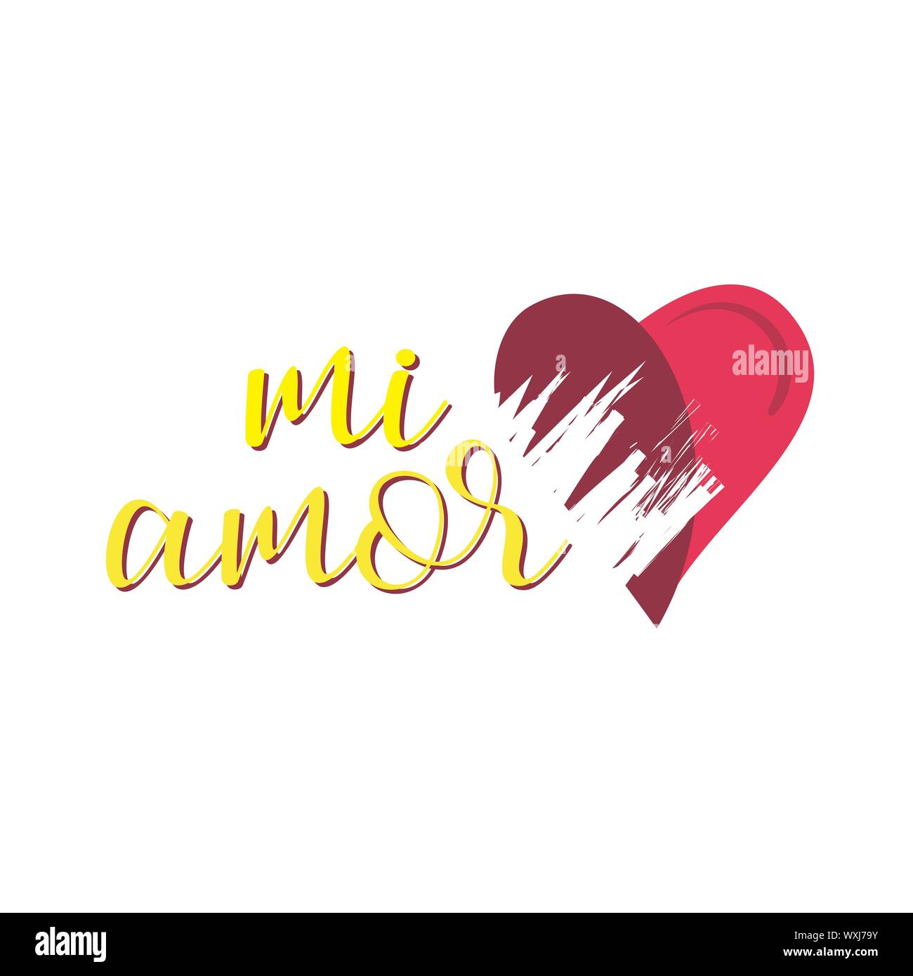 Mi Amor Vektor hand Schrift meine Liebe in Spanisch Vektor digitale Kalligraphie romantische Inschrift auf Herz Form Hintergrund Stock Vektor