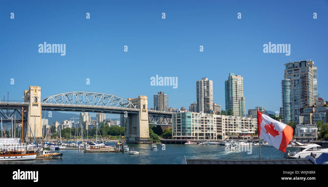 Von Granville Island Granville Bridge in Vancouver, British Columbia, Kanada Stockfoto