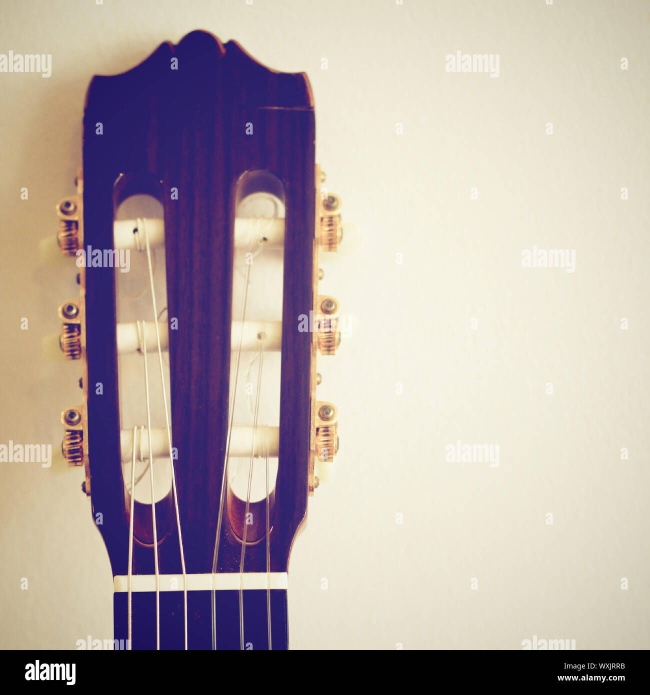 Klassische Gitarre Kopf mit retro Filter Effekt Stockfoto