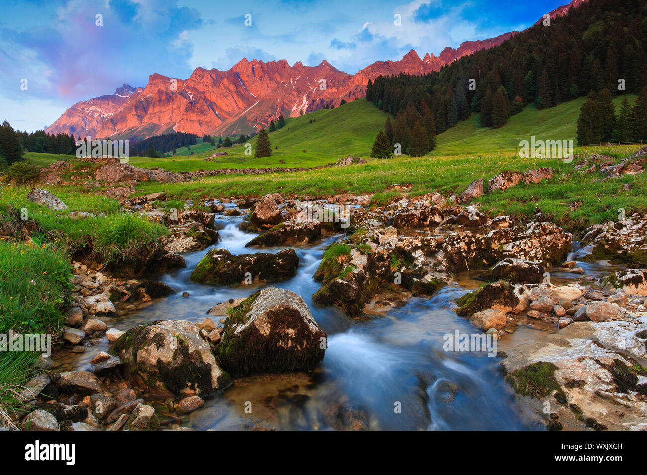 Säntis der Berg ist der höchste Berg im Alpstein Massivs. Schweiz Stockfoto