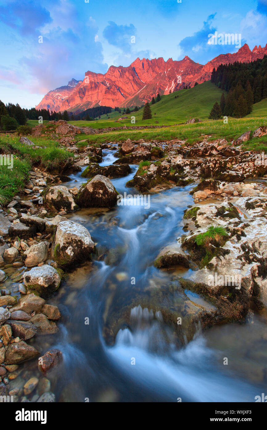 Säntis der Berg ist der höchste Berg im Alpstein Massivs. Schweiz Stockfoto