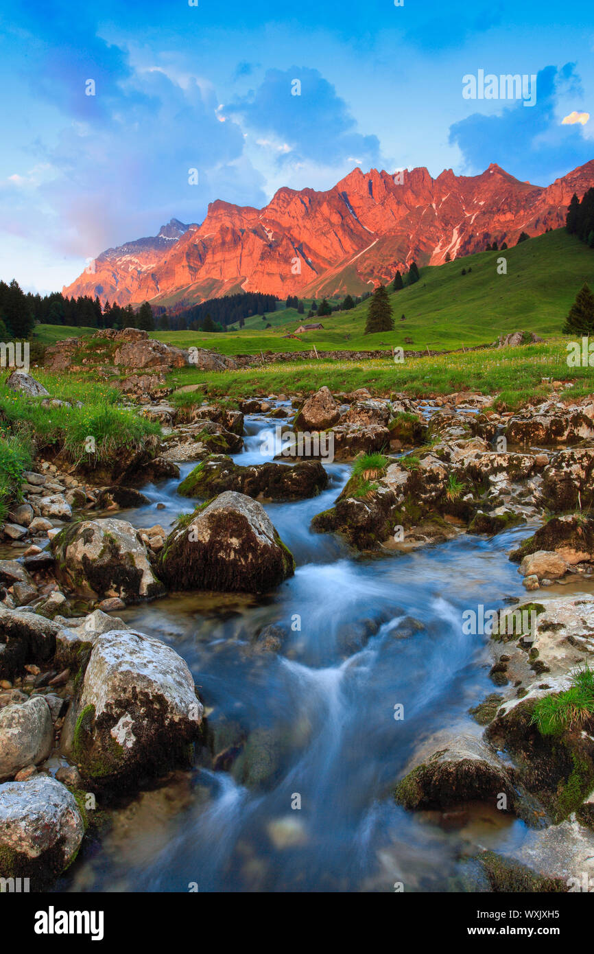 Säntis der Berg ist der höchste Berg im Alpstein Massivs. Schweiz Stockfoto