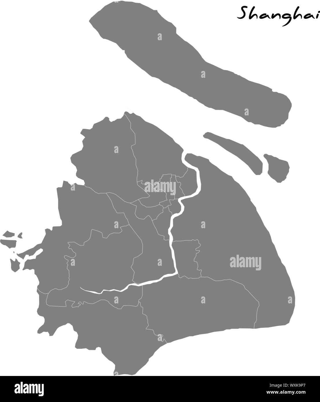 Hohe Qualität Karte von Shanghai. Vector Illustration Stock Vektor