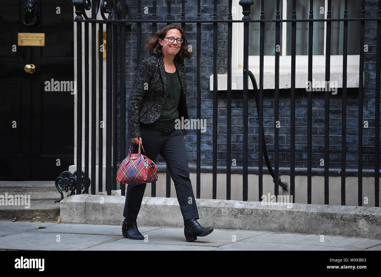 Führer des Oberhauses Baroness Evans von Bowes Park verlassen nach der Teilnahme an einer Kabinettssitzung am 10 Downing Street, London. Stockfoto