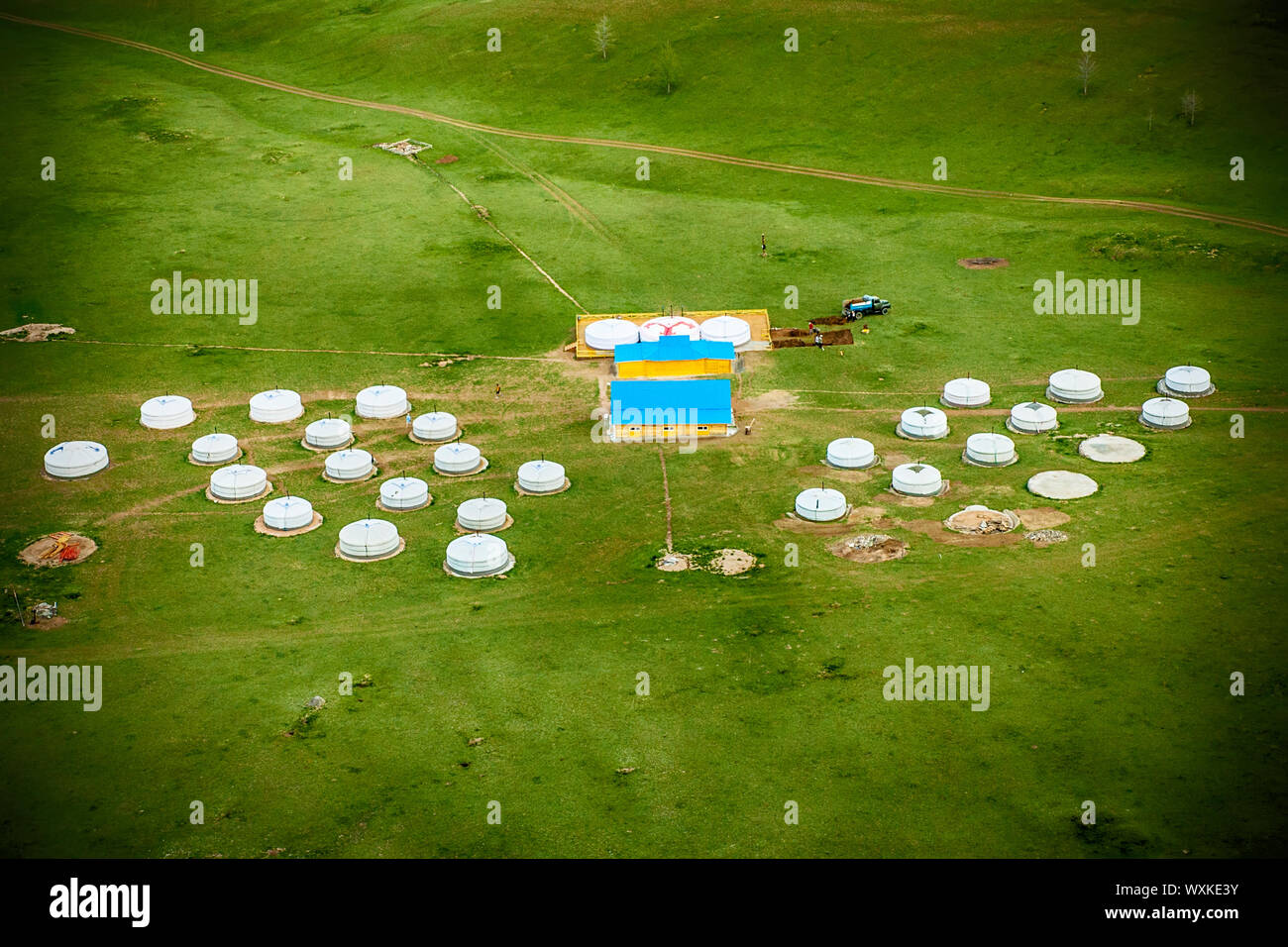 Jurtencamp in der Mongolei Terelj Nationalpark Stockfoto
