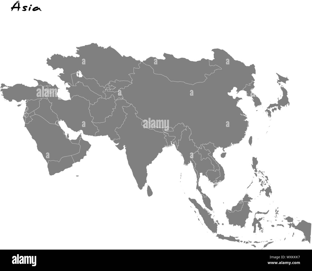 Hohe Qualität Karte von Asien mit den Grenzen der Regionen Stock Vektor