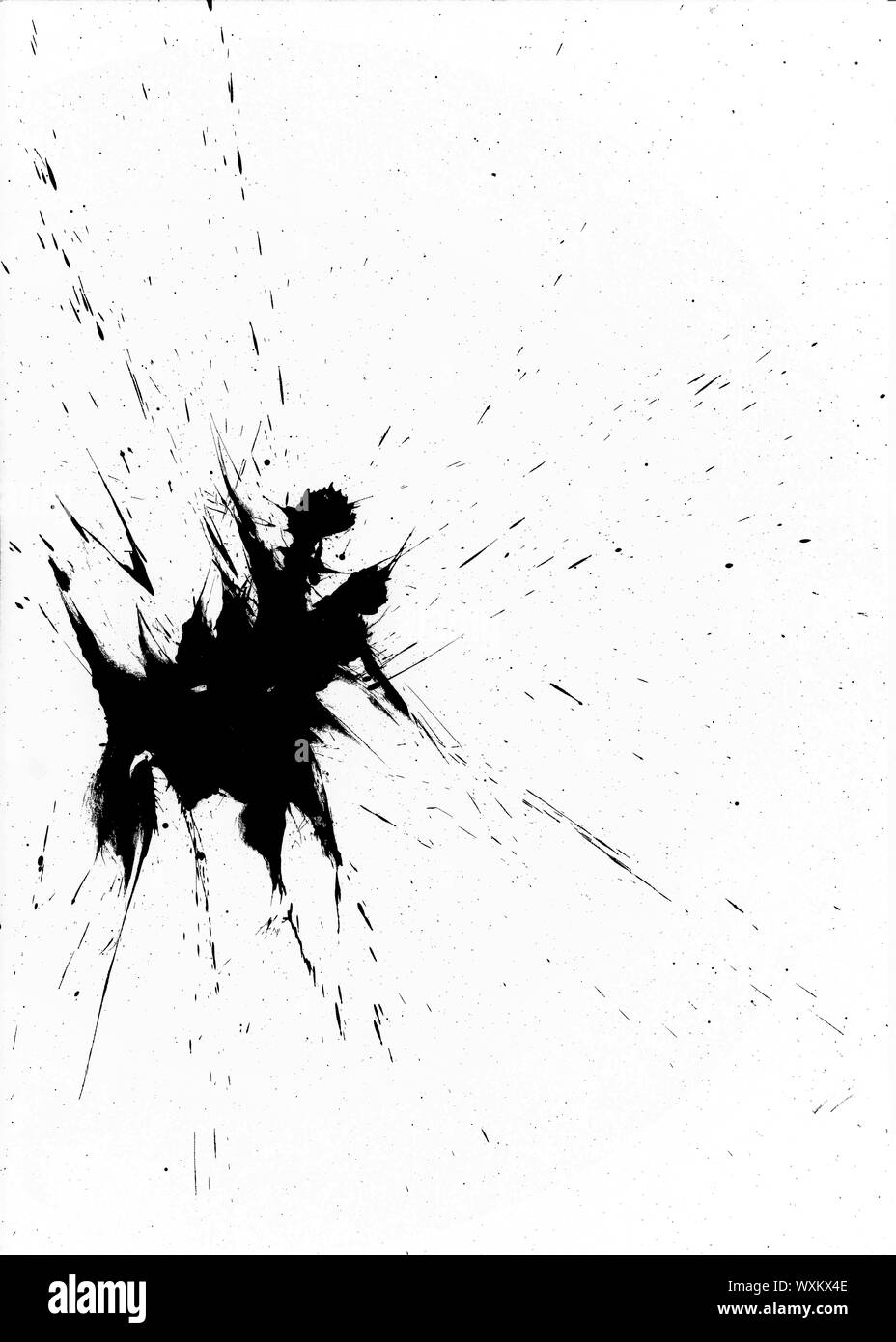 Schwarzer Farbe Splash auf weißem Hintergrund Stockfoto