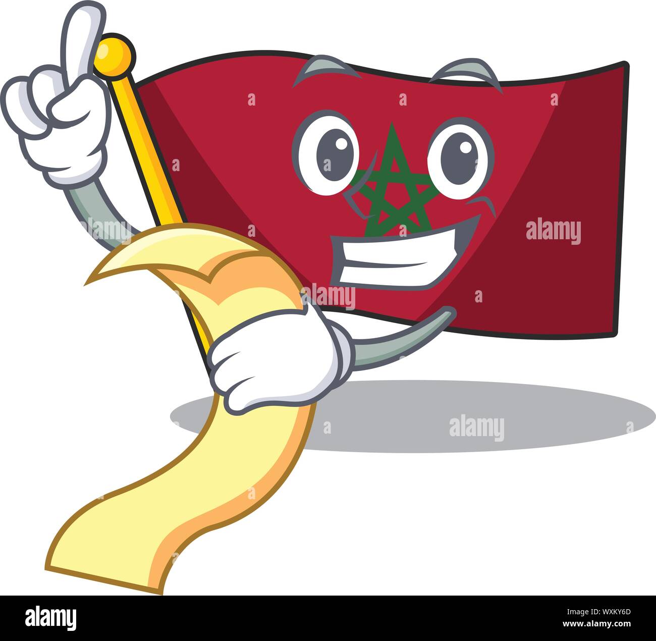 Mit menü Marokko Flagge Zeichen über cartoon Stuhl Stock Vektor