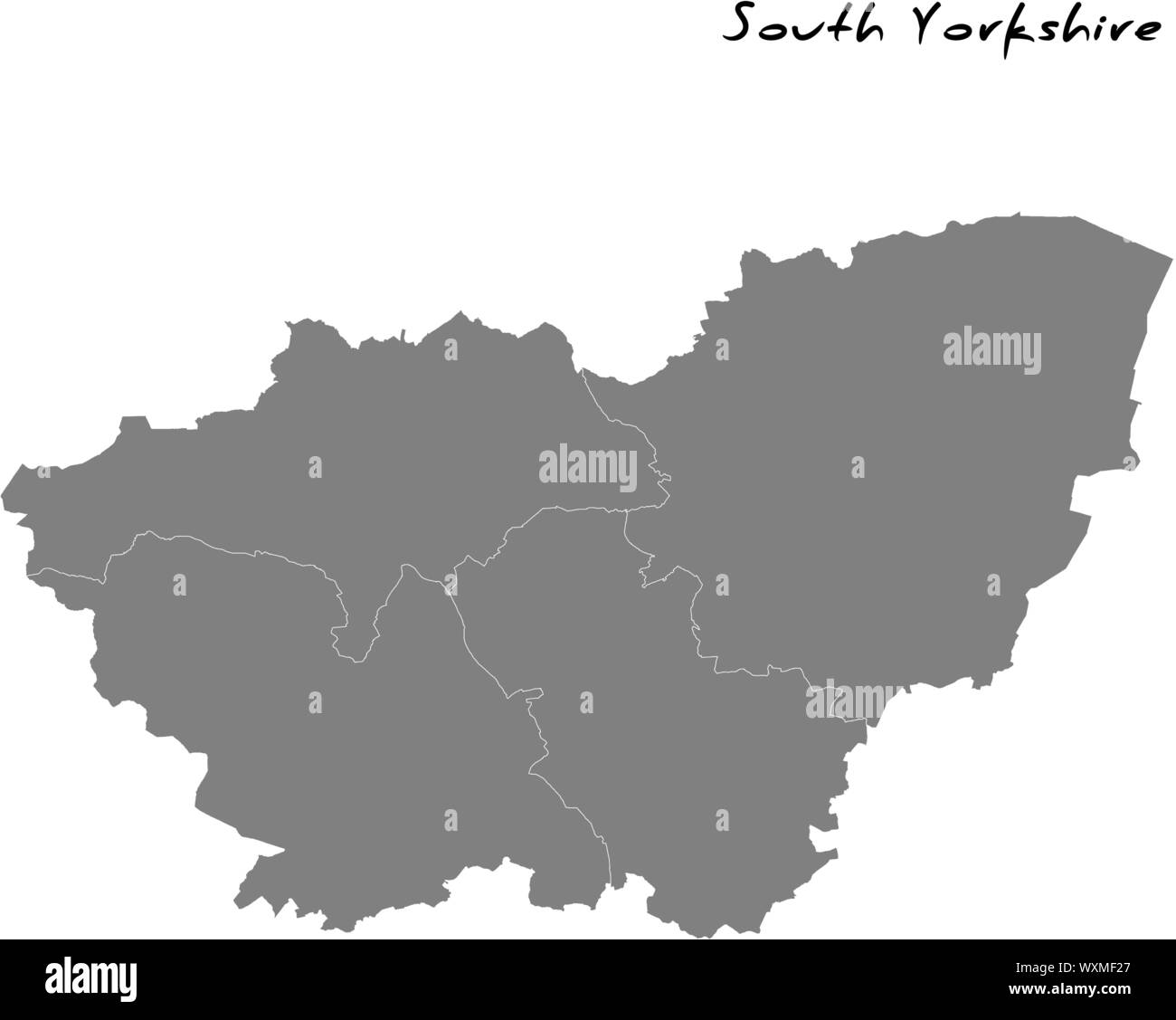 Hohe Qualität Karte von South Yorkshire ist eine Grafschaft in England, mit den Grenzen der Grafschaften Stock Vektor
