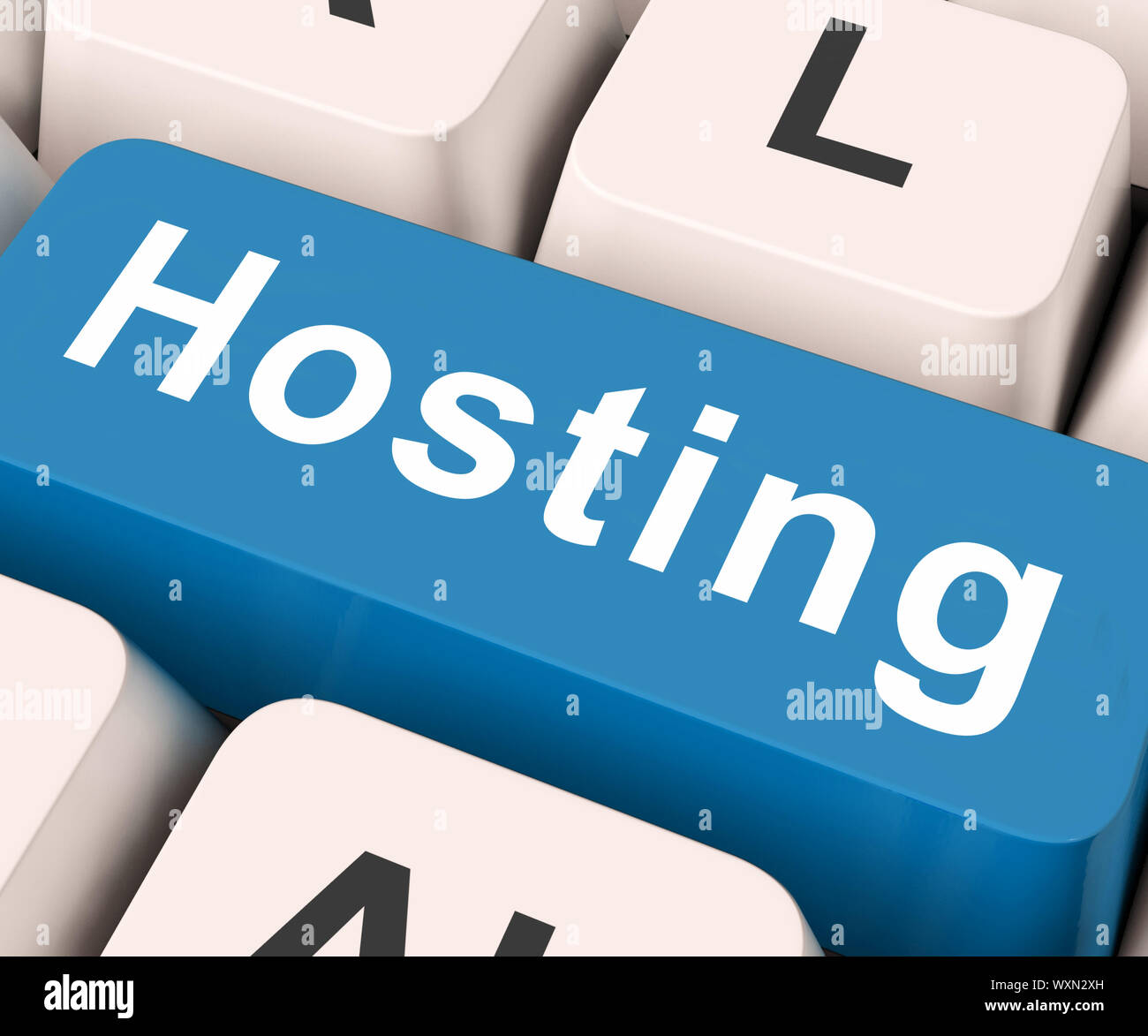 Hosting-Taste auf der Tastatur Bedeutung Host einladen oder unterhalten Stockfoto