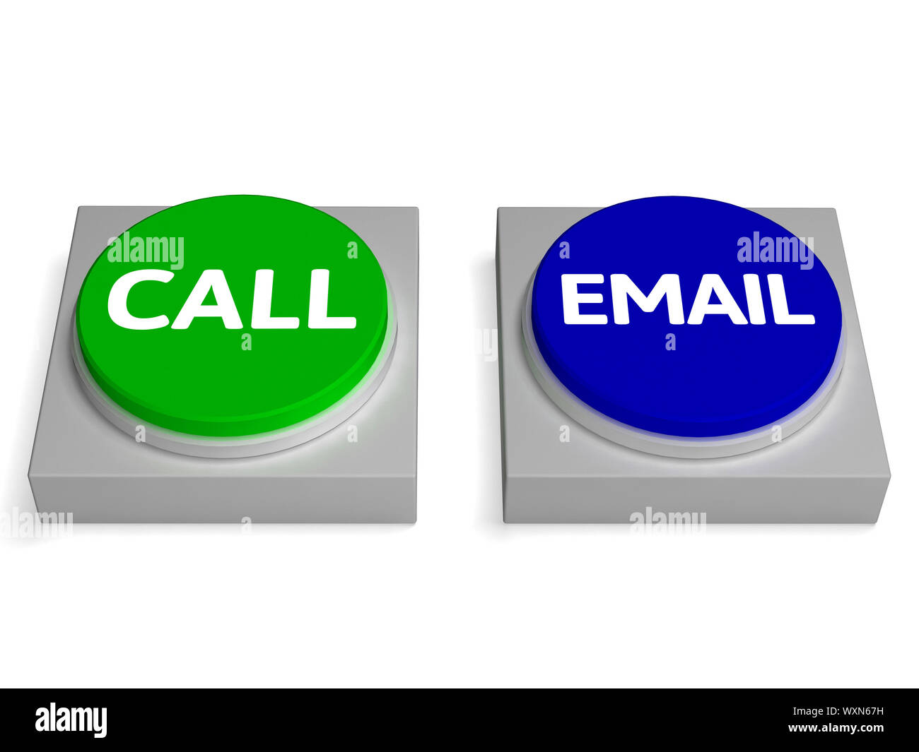 E-Mail-Ruftasten zeigt anrufen oder mailen Stockfoto