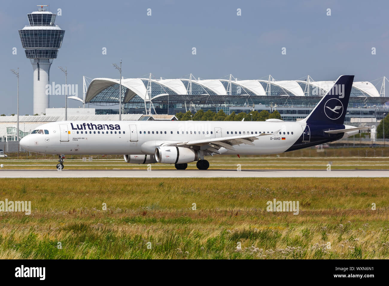 München, Deutschland - 20. Juli 2019: Lufthansa Airbus A321 Flugzeug am Flughafen München (MUC) in Deutschland. Stockfoto