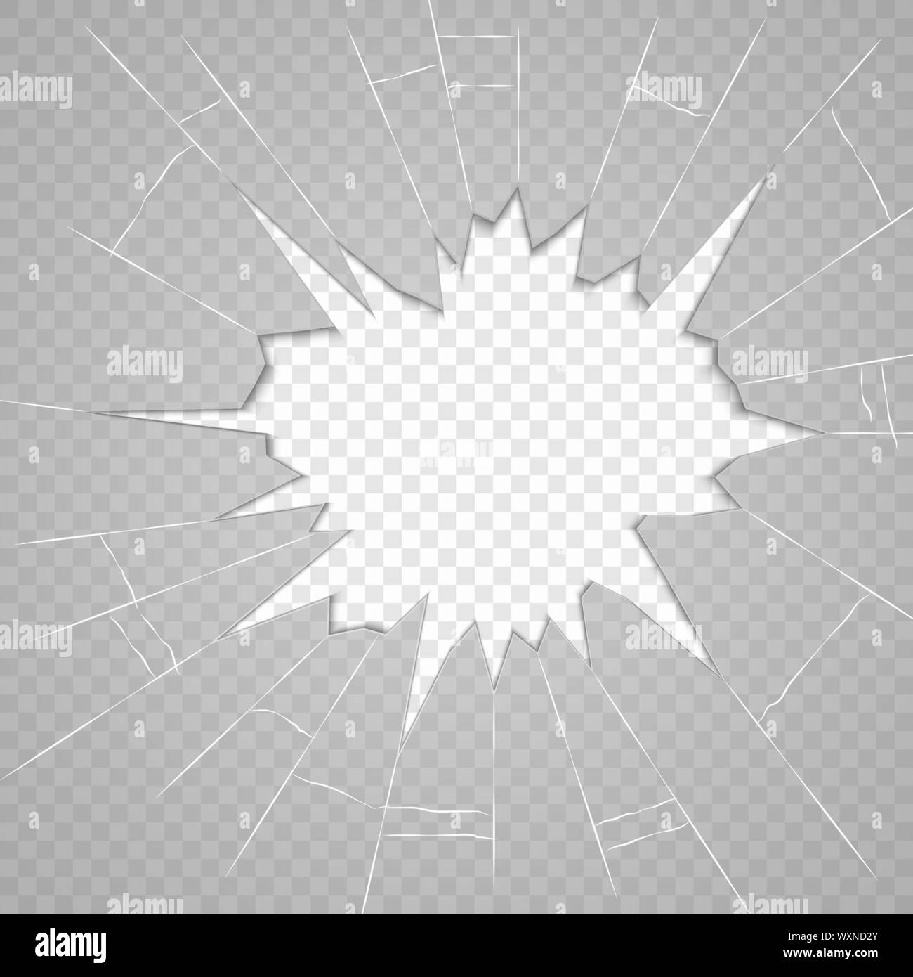Zerbrochenes Glas Textur. Realistische Risse im Glas Effekt isoliert, Konzept element Stock Vektor