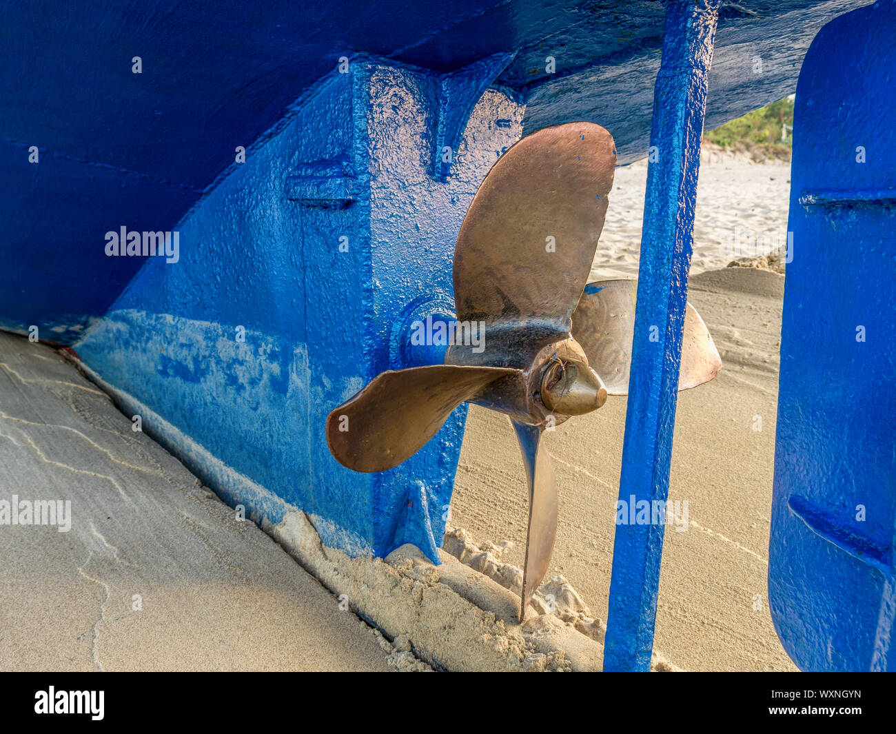 Nahaufnahme des Fischerboot Schraube Stockfoto