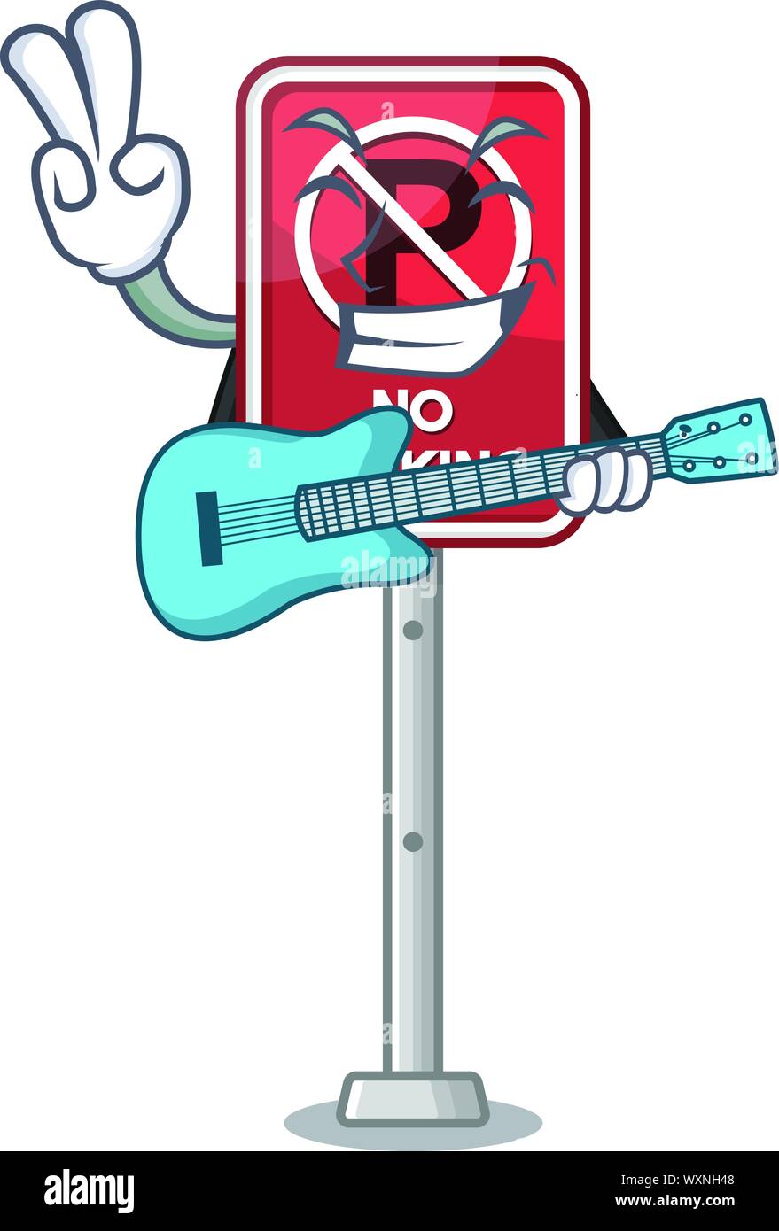 Mit Gitarre Spielzeug keine Parkplätze Charakter in der Schublade Stock Vektor