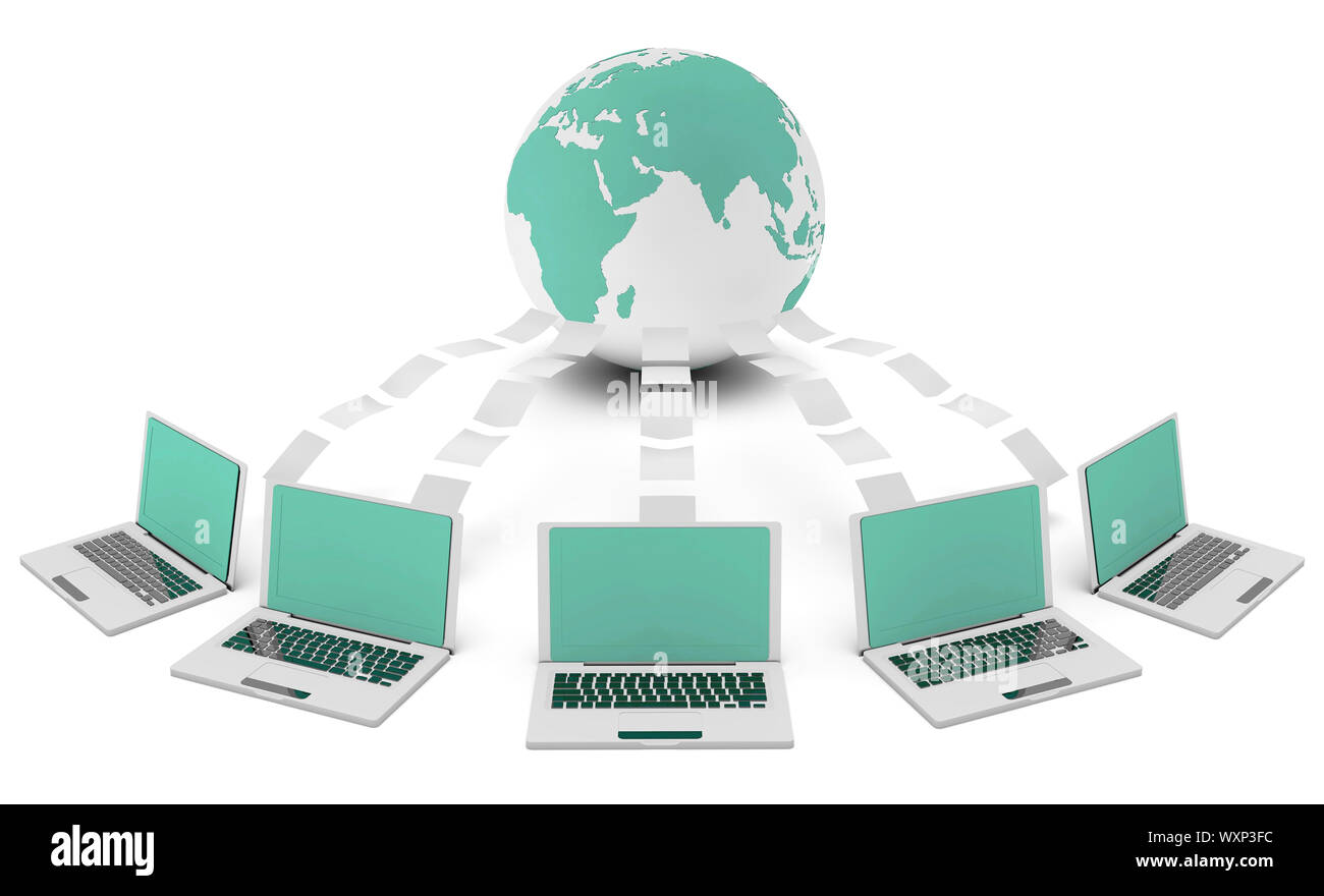 Computer-Netzwerk über das Internet in 3d Konzept Stockfoto