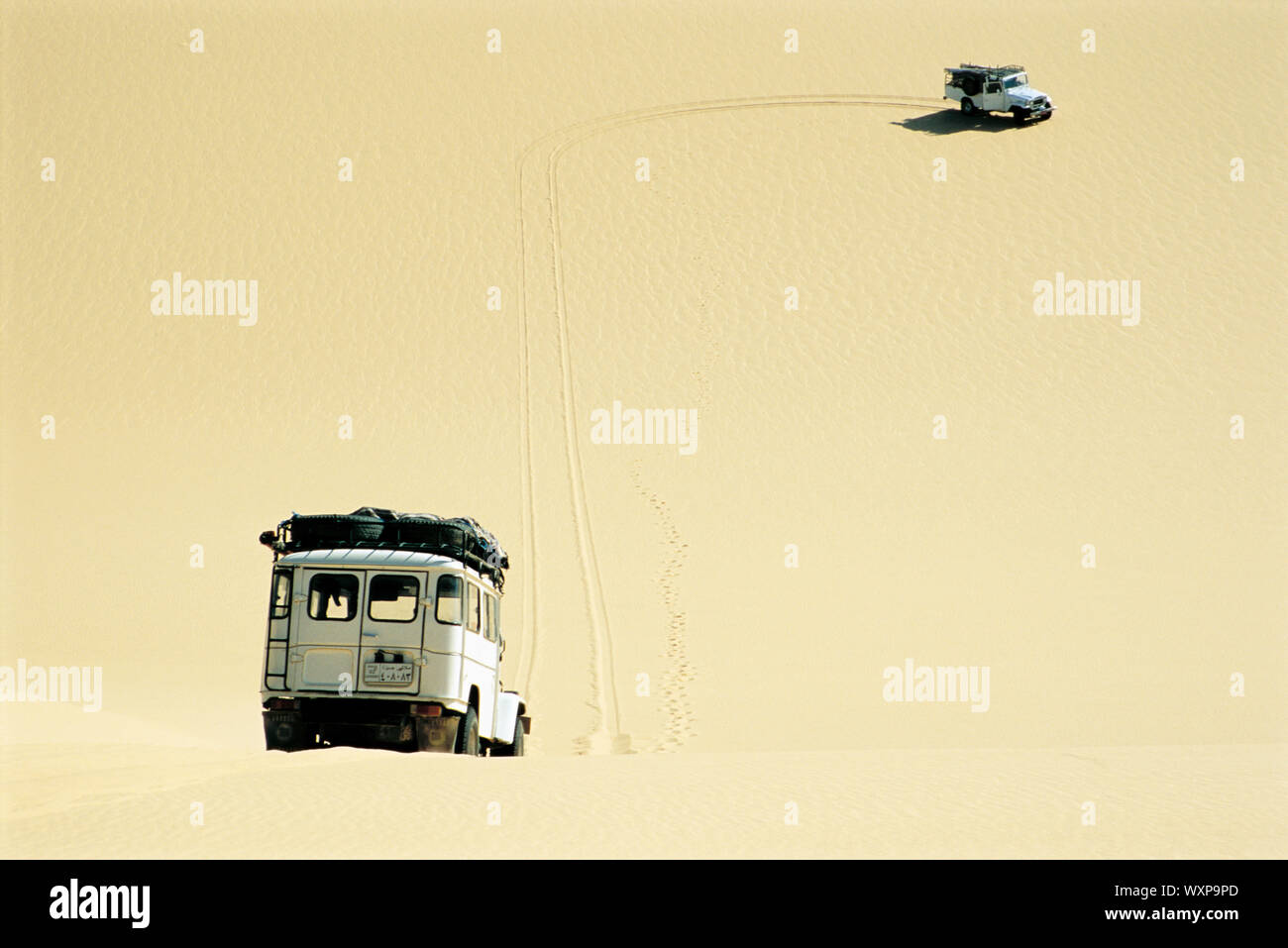 Safari Fahrzeuge fahren in der Wüste Stockfoto
