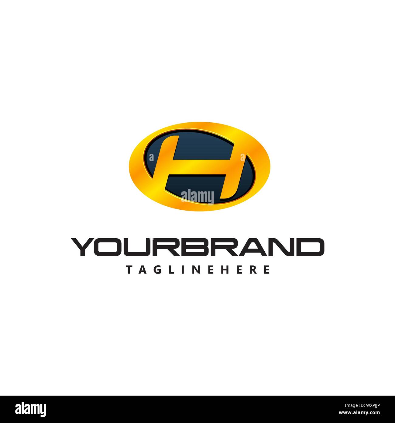 Goldene Buchstaben H Logo geschwungene ovale Form. Auto Guard Abzeichen  auto Logo Stock-Vektorgrafik - Alamy