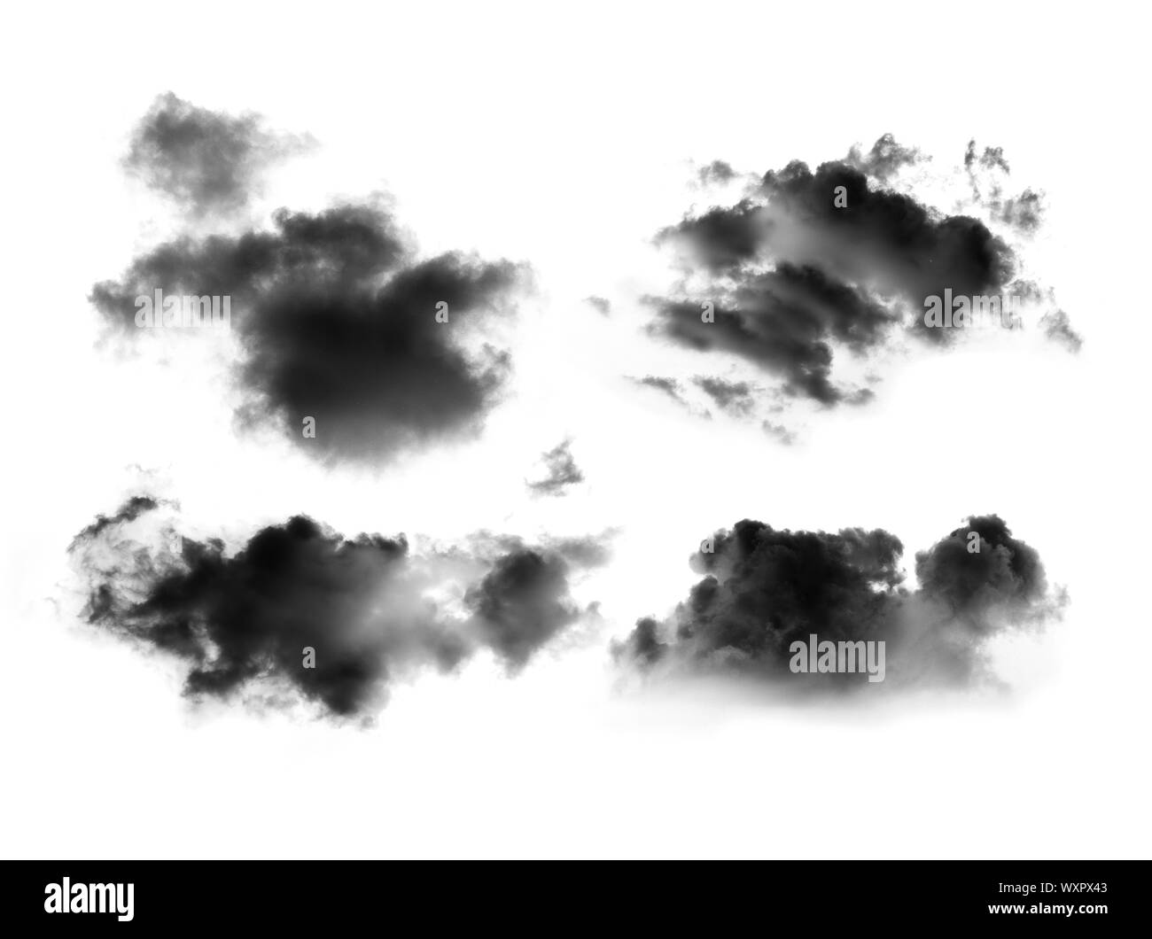 Wolken auf weißem Hintergrund Stockfoto