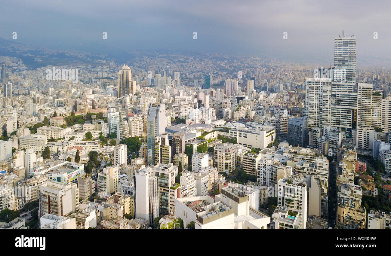 Beirut, Blick auf die Stadt mit Antenne Drone, Beirut, Libanon Stockfoto