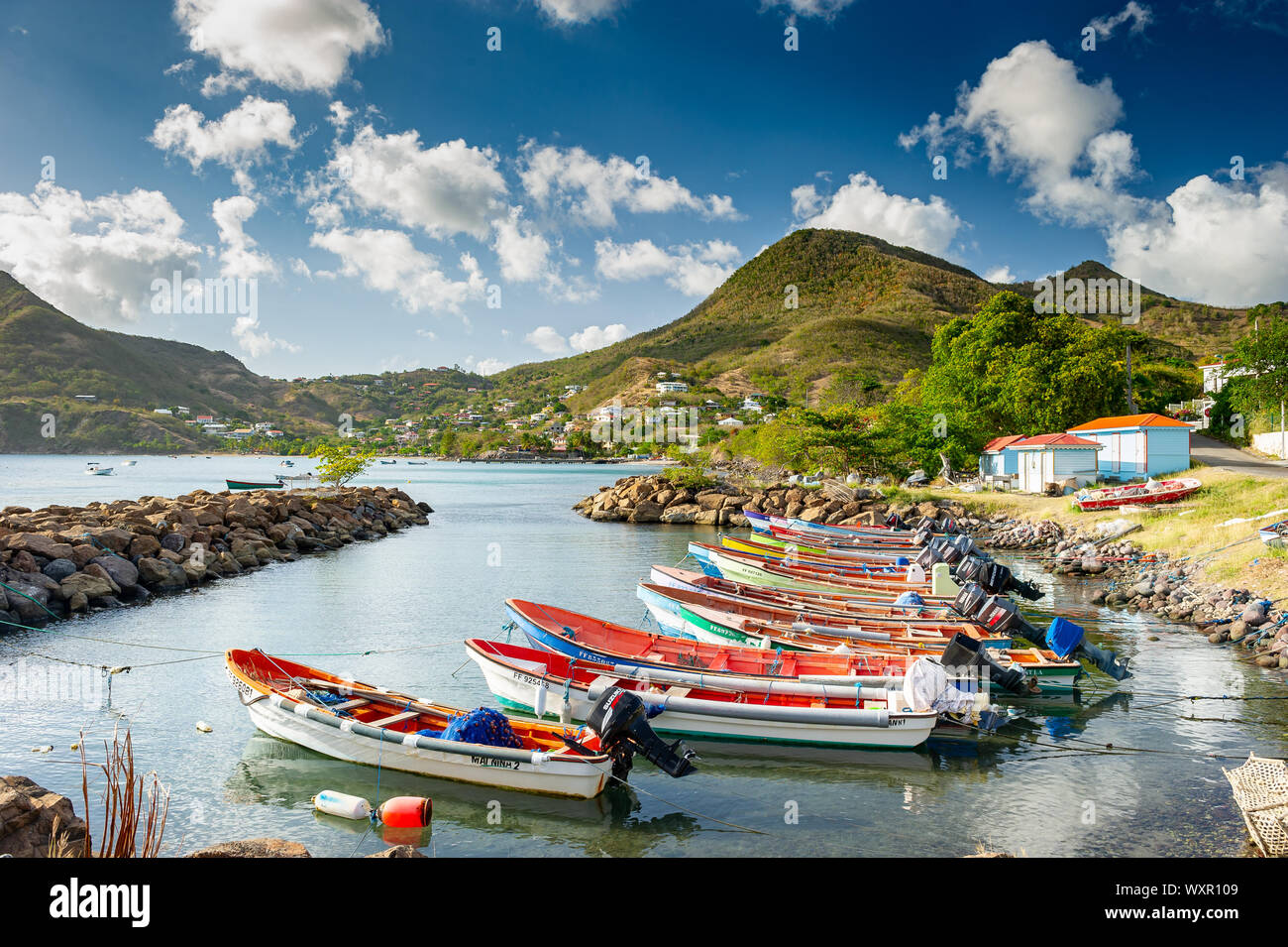 Le D'Arlet, Martinique/04.08.2014. Berühmte Pier des Dorfes Anses d'Arlet, Martinique, West Indies Stockfoto