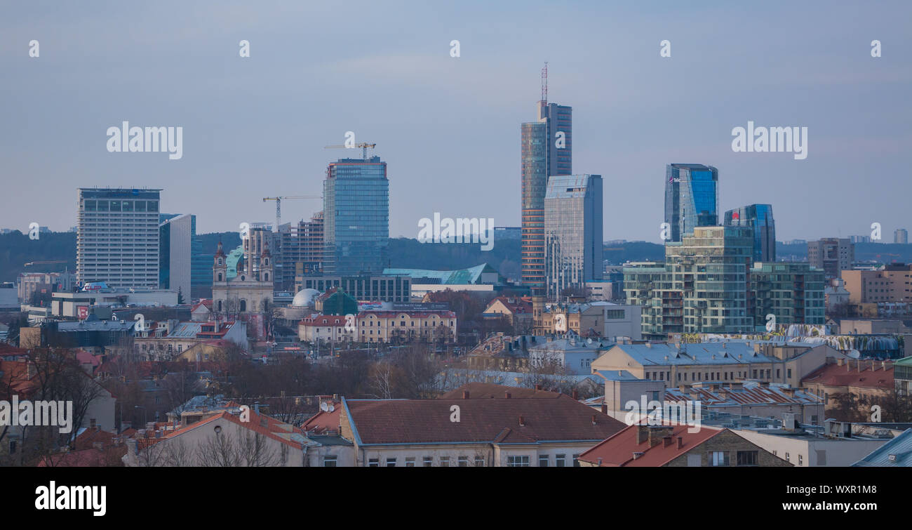 Ein Bild von dem Geschäftsviertel von Vilnius. Stockfoto