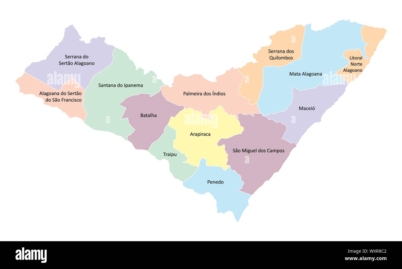 Alagoas State Regionen Karte Stock Vektor