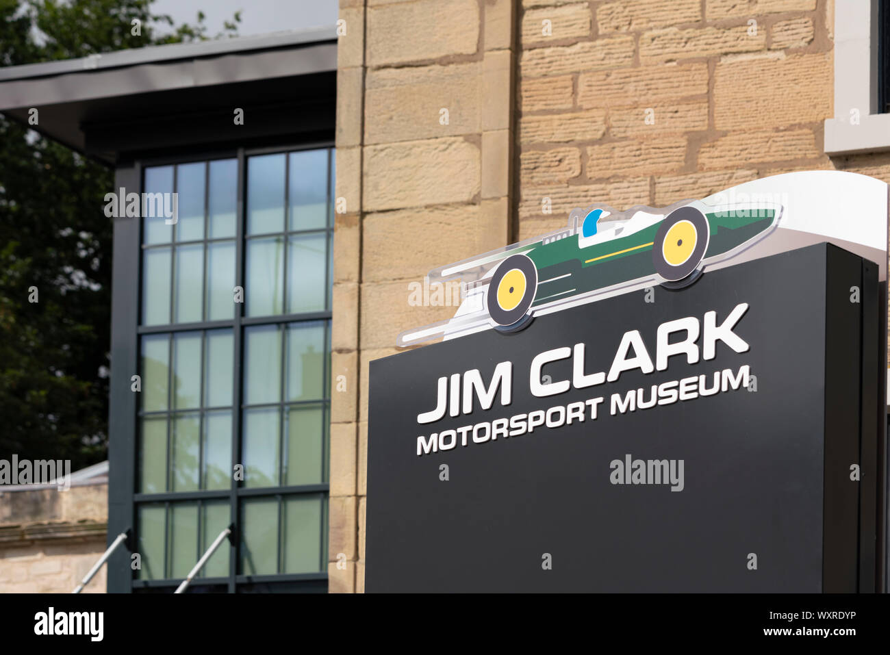 Offizielle Eröffnung Tag der neuen Jim Clark Motorsport Museum in Duns, Schottland, Großbritannien Stockfoto