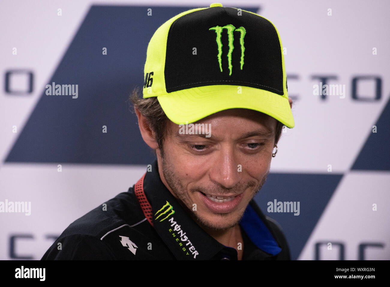 VALENTINO ROSSI, ITALIENISCHER MOTOGP-FAHRER NUMMER 46 FÜR YAMAHA MONSTER TEAM während der Donnerstag und Sonntag Pressekonferenz Der Motogp von San Marino und R Stockfoto