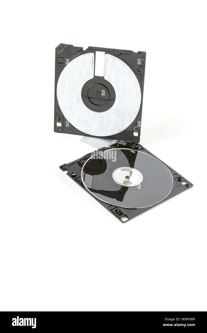1,44 Mb Personal Computer Diskette auf weißem Hintergrund Stockfoto