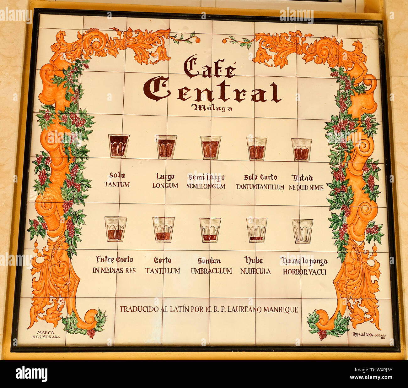 Cafe Central, Malaga, Spanien. Stockfoto