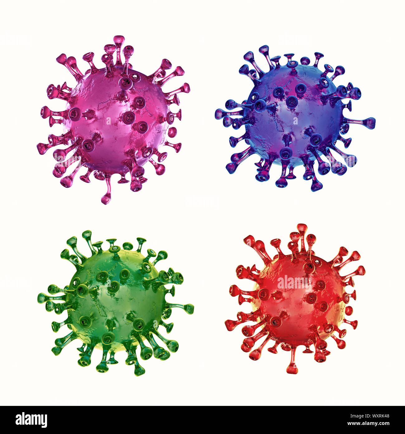 3D-Abbildung der menschlichen Virus/Bakterien close-up, auf weißem Hintergrund. Stockfoto