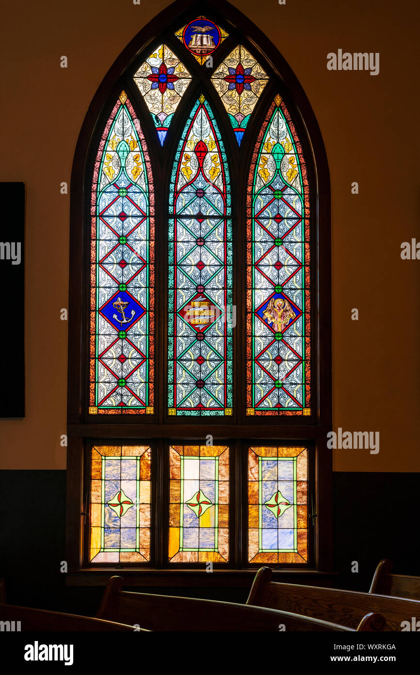 Glasfenster; eine Kirche; Salida, Colorado, USA Stockfoto