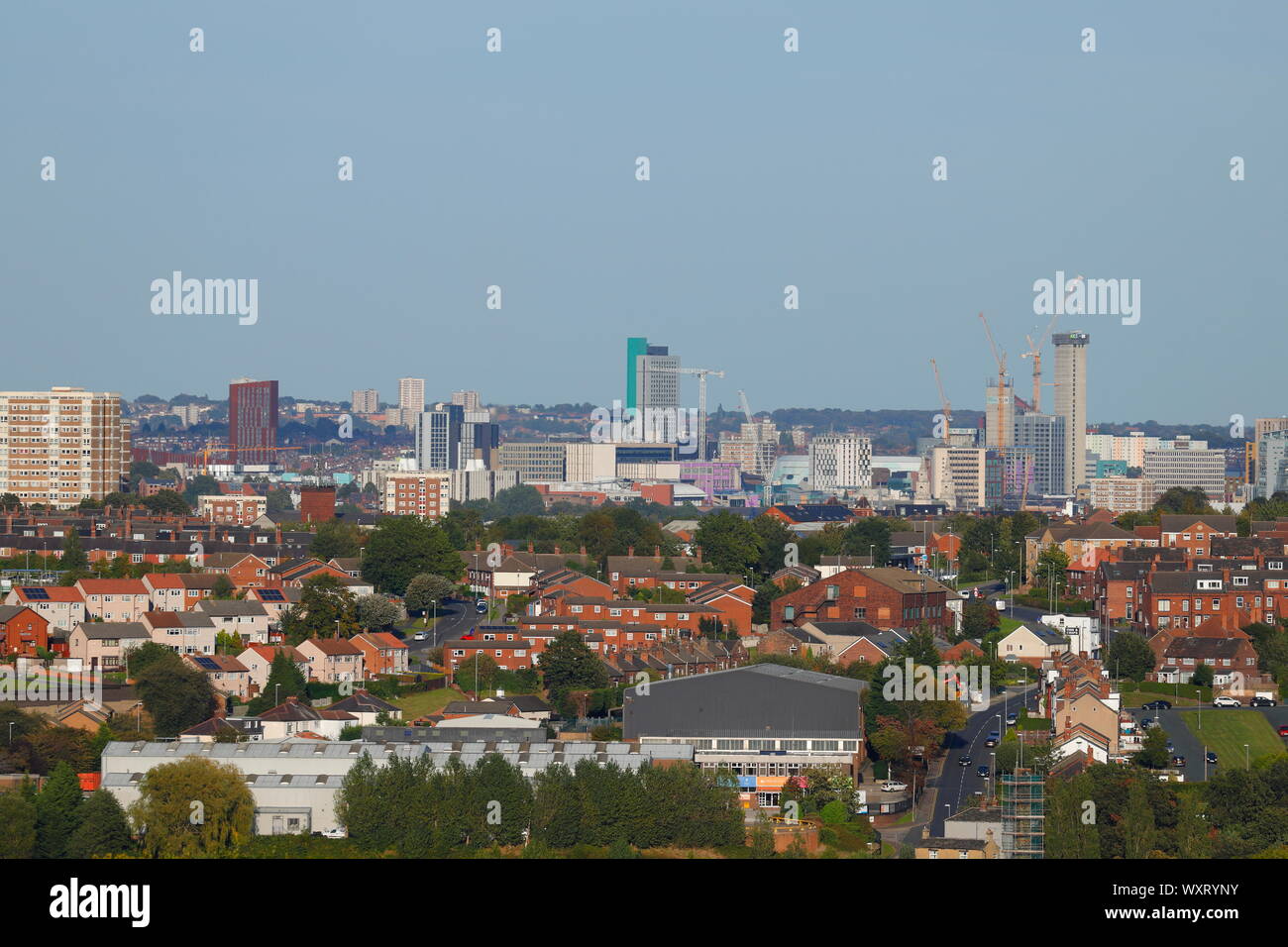 Der Blick Richtung Leeds aus Das Hotel Farnley. Stockfoto