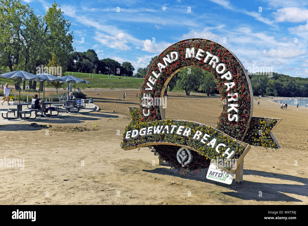 Cleveland Metroparks' Edgewater Park am Ufer des Lake Erie in Cleveland, Ohio, USA. Stockfoto