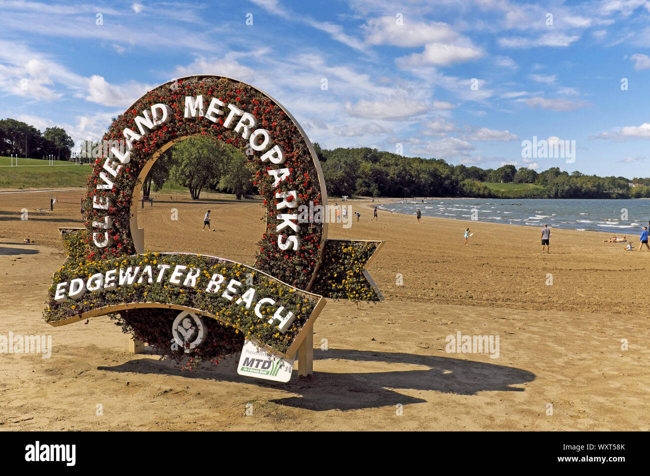 Cleveland Metroparks' Edgewater Park am Ufer des Lake Erie in Cleveland, Ohio, USA. Stockfoto
