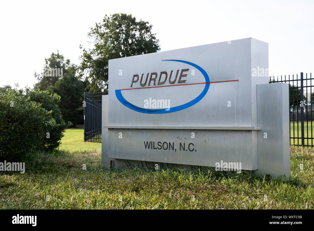 Ein logo Zeichen außerhalb einer Anlage von Purdue Pharma L.P., in Wilson, North Carolina am 14 September, 2019 besetzt. Stockfoto