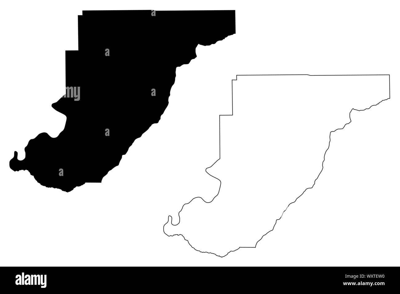 Monroe County, Alabama (Grafschaften in Alabama, Vereinigte Staaten von Amerika, USA, USA, USA) Karte Vektor-illustration, kritzeln Skizze Monroe Karte Stock Vektor