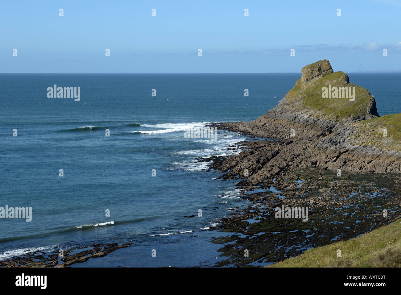 Worm's Head ist der westlichste Punkt auf der Gower und wird zu einer Insel bei Flut Stockfoto