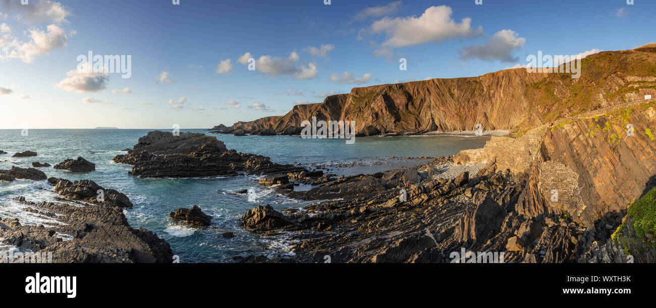 Robuste Atlantikküste bei Hartland Quay, Devon, England Stockfoto