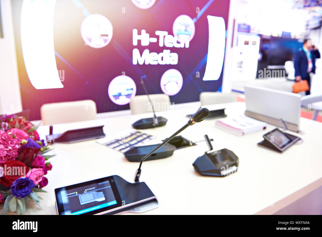 Moderne Kommunikation Ausstattung für Konferenzen und Geschäftstreffen Stockfoto