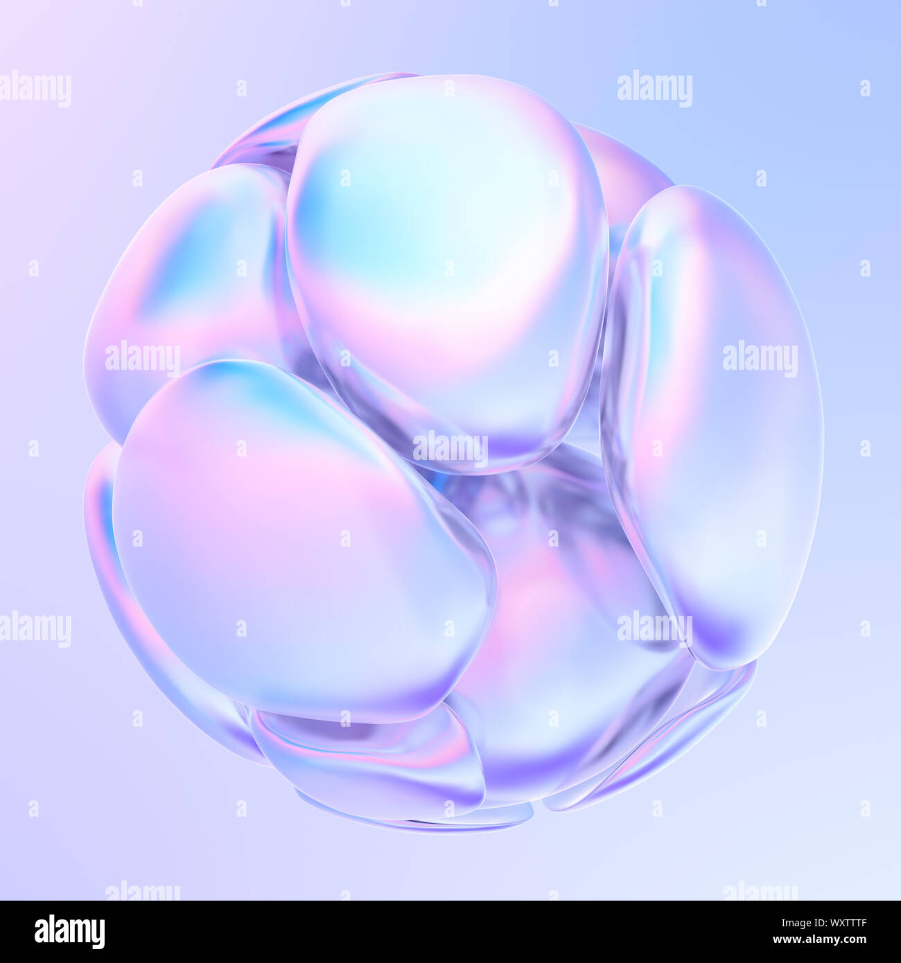 Abstrakte holographische Flüssigkeit Blasen 3D-Formen. Bremsflüssigkeit trendy Design Element für Poster und Banner. 3D-Rendering. Stockfoto