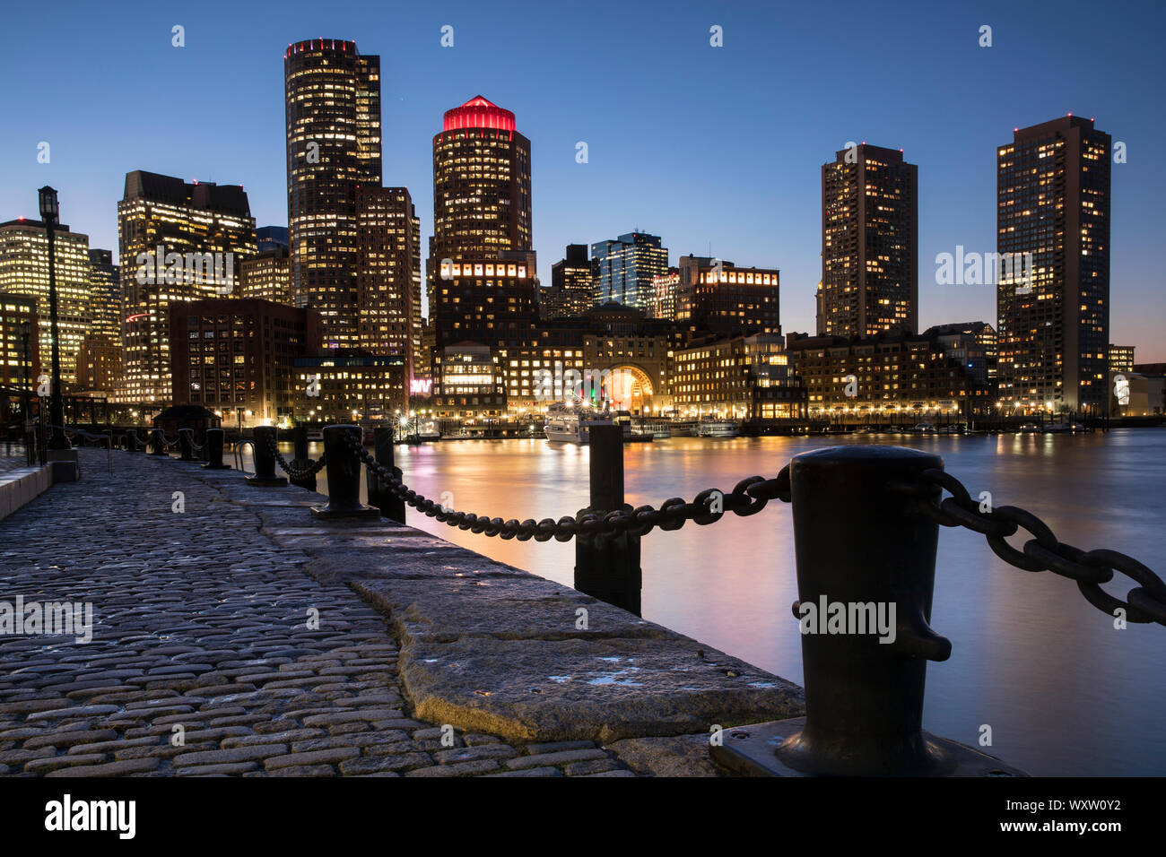 Stadtbild von Wolkenkratzern und Hochhäusern der Stadt Boston, Massachusetts, USA Stockfoto