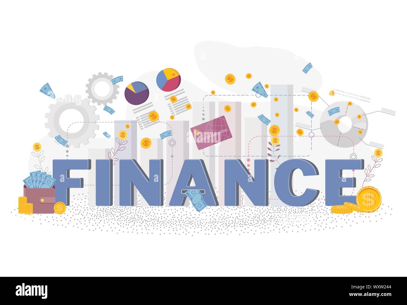 Typografie finanzieren. Financial Business Konzept. Business Metapher. Stock Vektor
