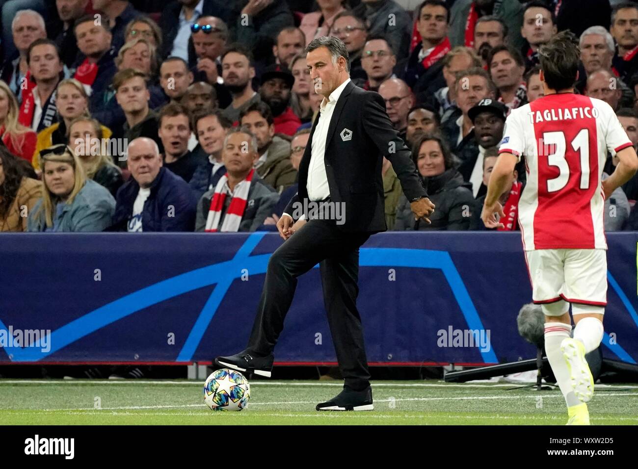 Trainer Christophe Galtier während der Champions League Ajax-Lille am 17. September 2019 in Amsterdam, Niederlande. Credit: Sander Chamid/SCS/LBA/Alamy leben Nachrichten Stockfoto