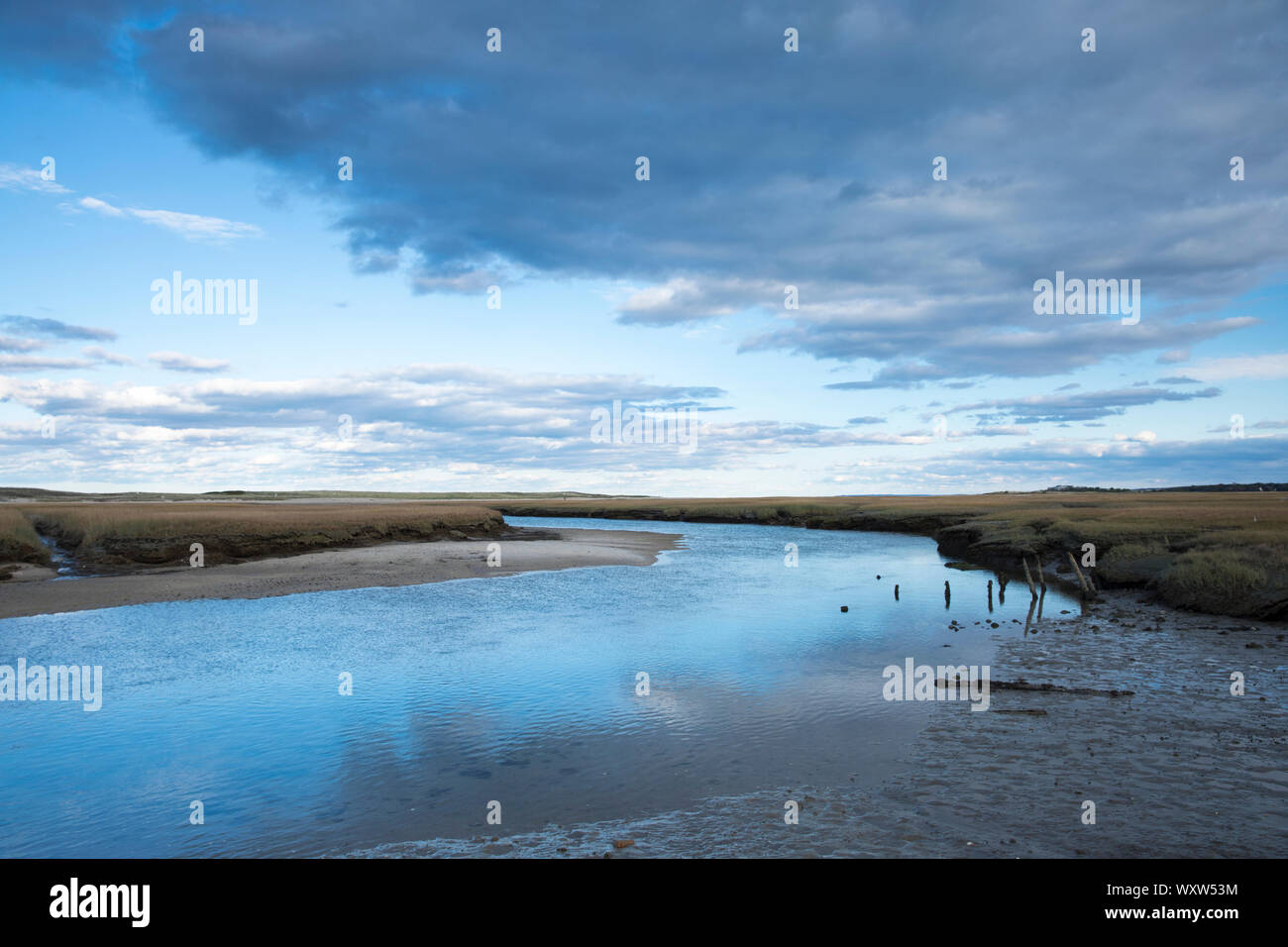 Ruhiger Nebenfluß in Massachusetts, USA Stockfoto