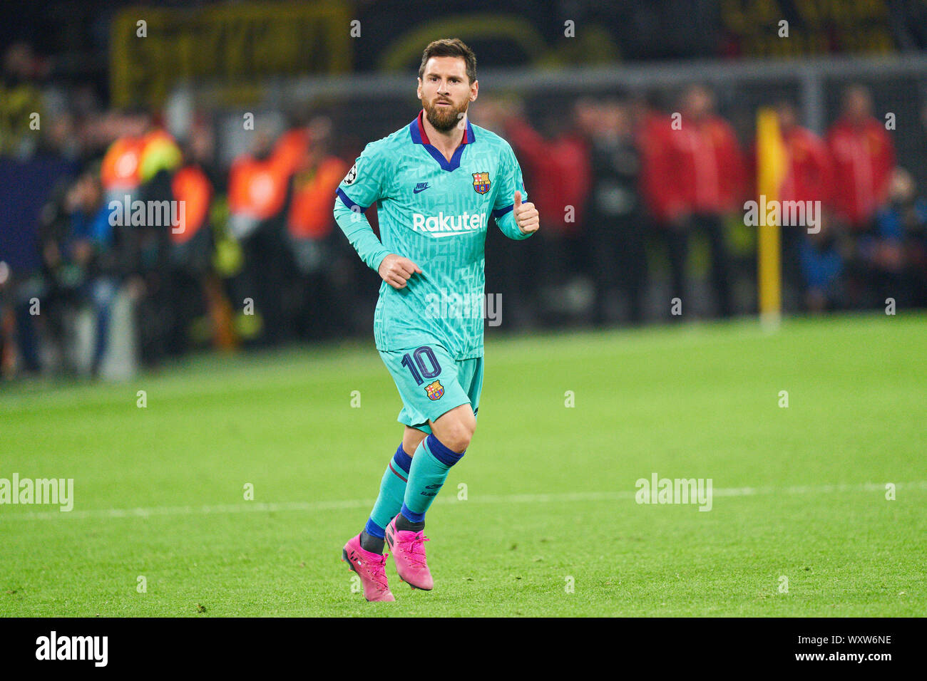 Lionel Messi, Barca 10 ganze Figur, Aktion, single Bild, Single Action, Borussia Dortmund - FC BARCELONA 0-0 UEFA Champions League, Dortmund, 17. September 2019 Saison 2019/2020, Gruppenphase Gruppe F, BVB, Barca © Peter Schatz/Alamy leben Nachrichten Stockfoto